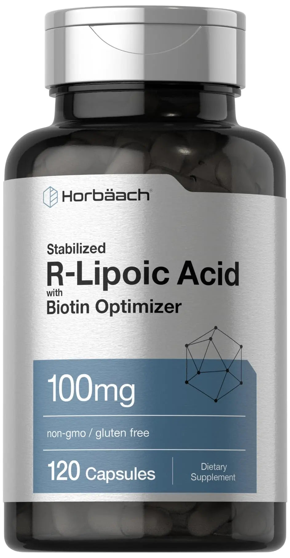 R-Lipoic Acid 100 mg | 120 Capsules | with Biotin Optimizer | Non-GMO, Gluten Free Horbäach
