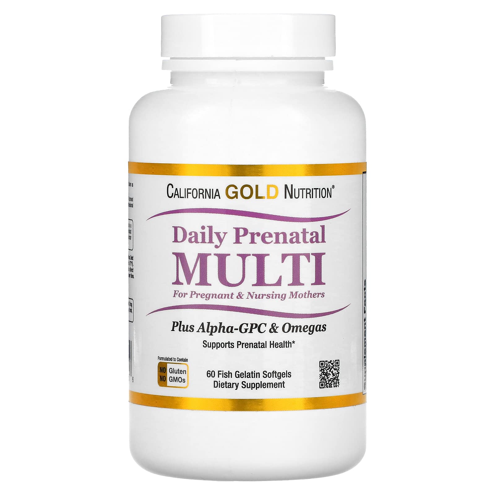 California Gold Nutrition Prenatal MultiVitamin, 60 Fish Gelatin Softgel California Gold Nutrition