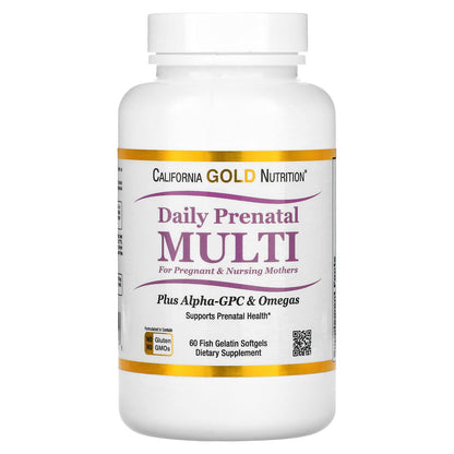 California Gold Nutrition Prenatal MultiVitamin, 60 Fish Gelatin Softgel California Gold Nutrition