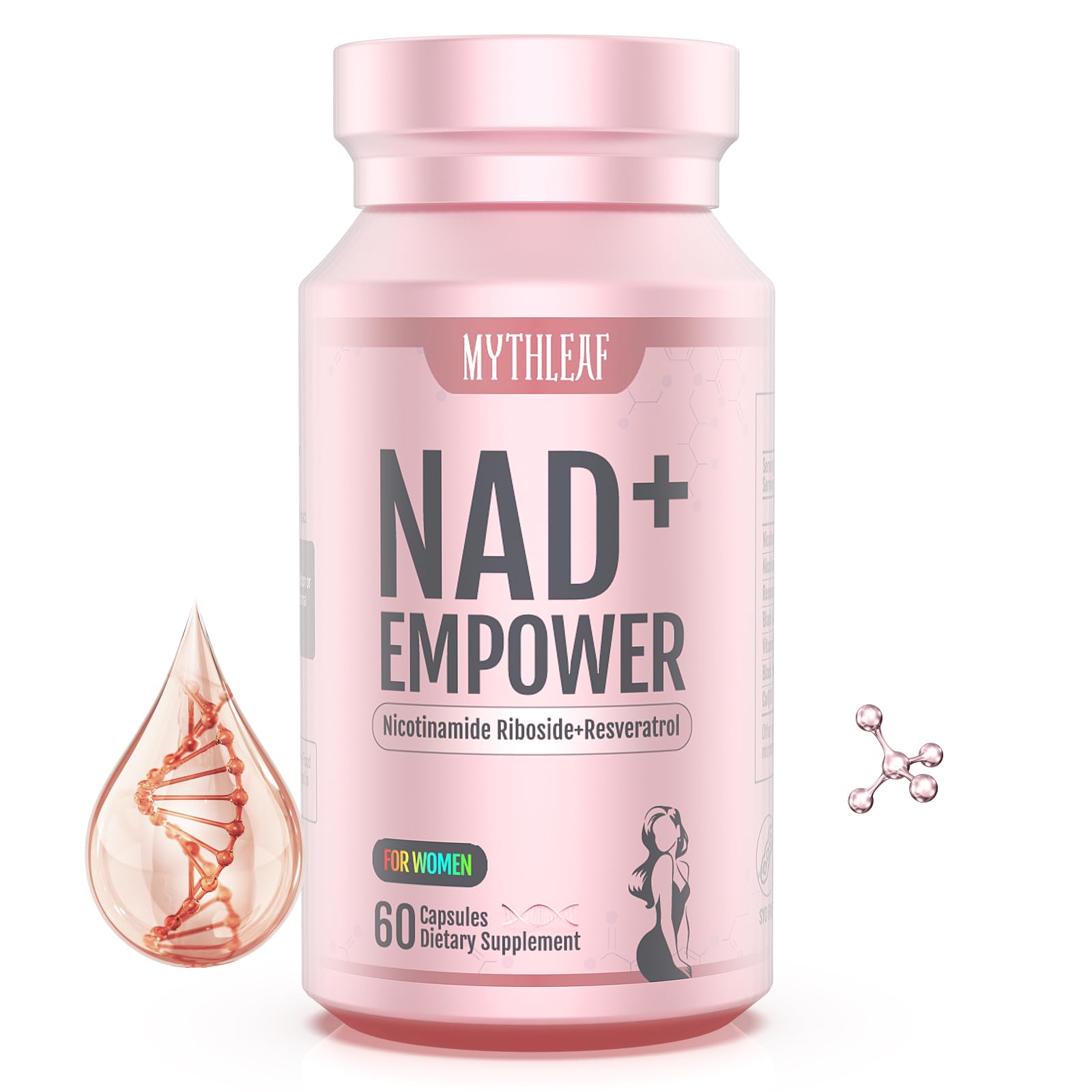 MythLeaf Exclusive NAD+ Supplement for Women,NMN Alternative with Resveratrol, CoQ10,Black Cohosh, Vitamin E for Cellular Health,Enhance Energy, Balance Mood, 60 Capsules,30 Day Supply MythLeafBuy Supplements Australia