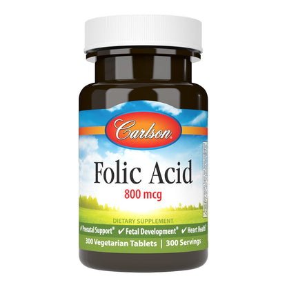 Carlson - Folic Acid, 800 mcg, Provides Important Prenatal Support, 300 tablets Carlson