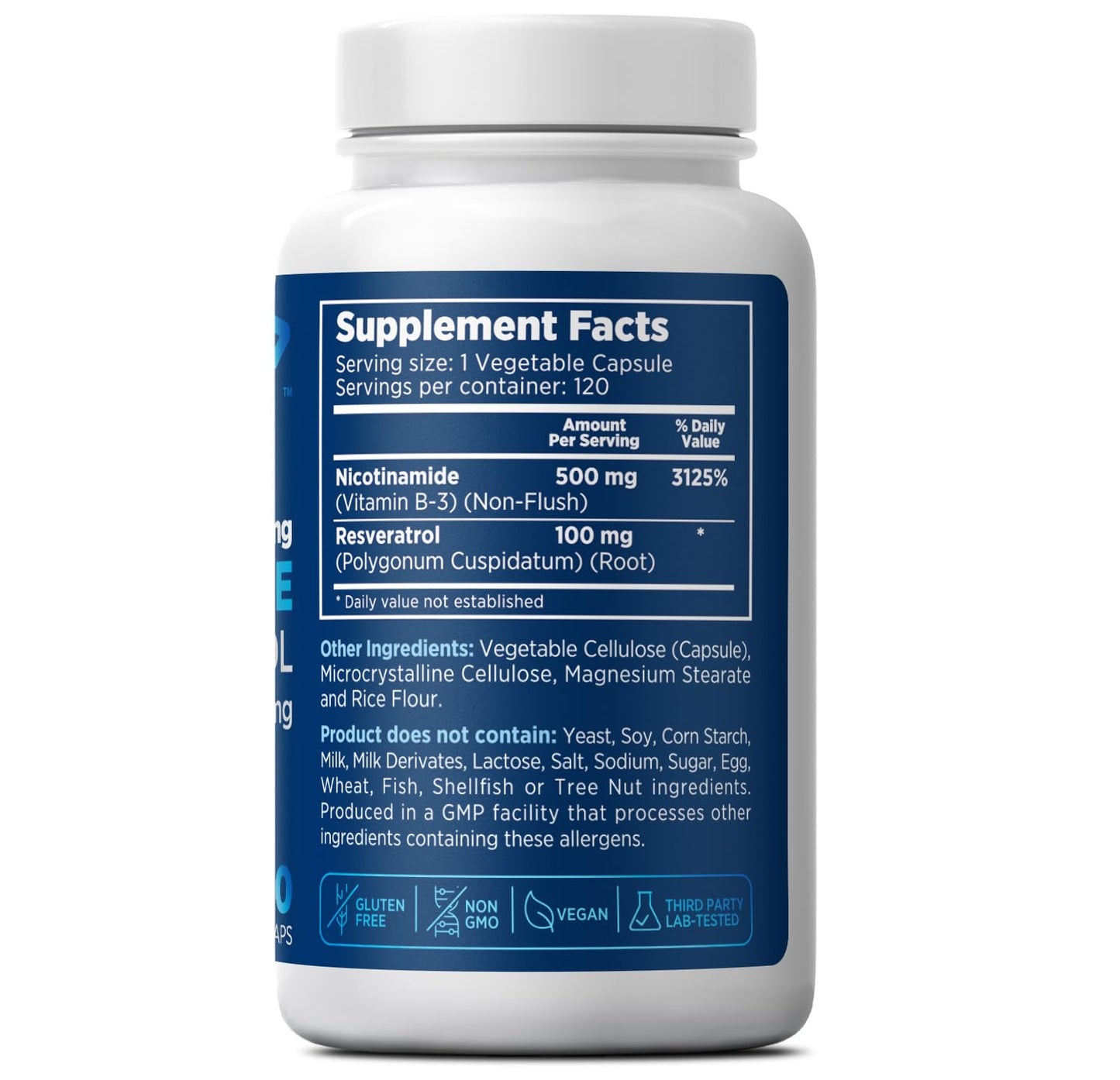Nicotinamide 500 mg with Resveratrol 100 mg 120 Veggie Capsules - Non-GMO Vitamin B3, Supports Metabolic Health, NAD+, Skin Cell & Mitochondrial Energy Production. Made in USA for Men and Women Prime FormulasBuy Supplements Australia
