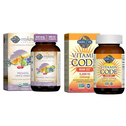 Garden of Life Organics Prenatal Vitamin: Folate for Energy & Healthy Fetal Development & Vitamin D Garden of Life