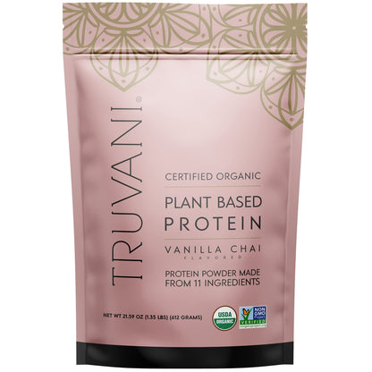 Truvani Organic Vegan Protein Powder Vanilla Chai - 20g of Plant Based Protein, Organic 