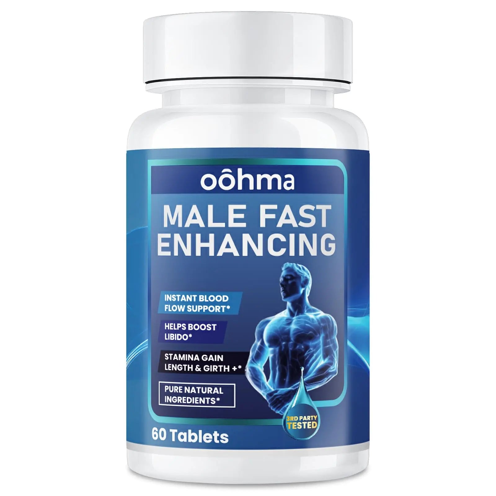 Oohma male fast enhancing supplement bottle on a white background