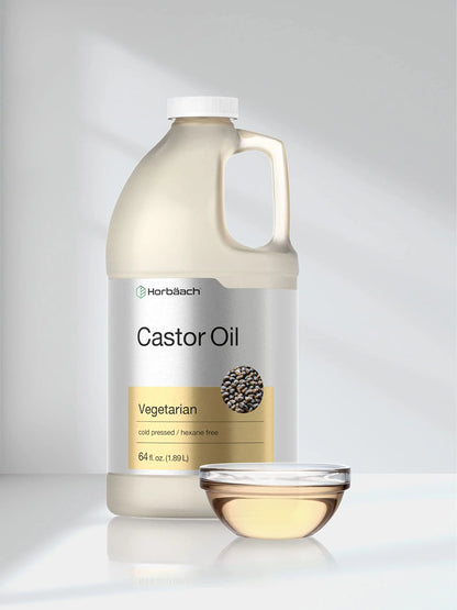 Castor Oil 64oz | for Hair Health, Eyelashes & Eyebrows | Hexane Free & Cold Pressed Horbäach