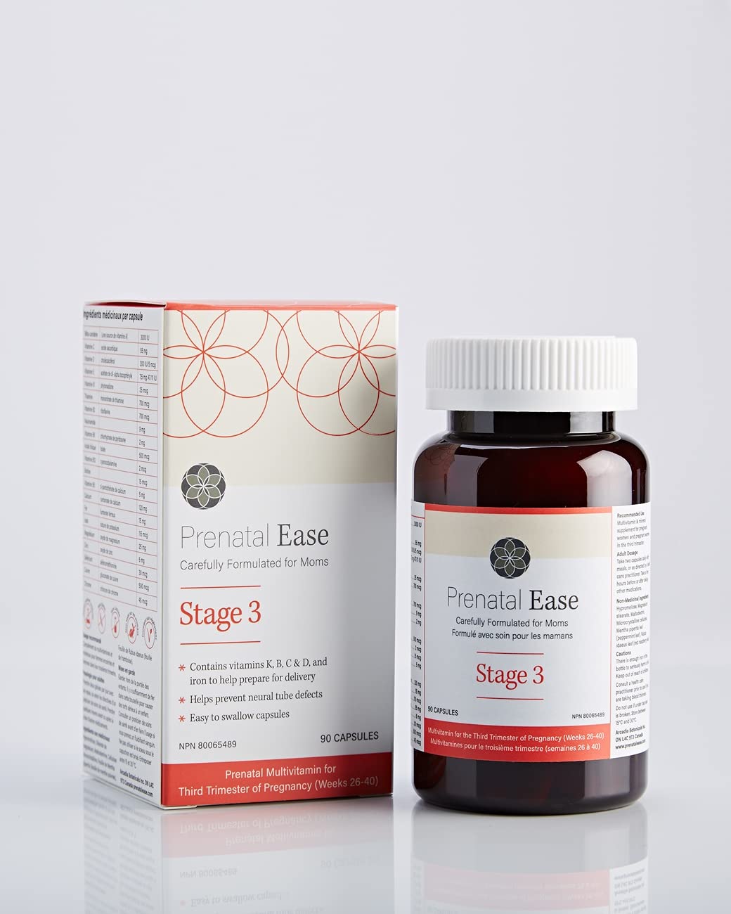 Prenatal Ease Stage 3, Third Trimester Multivitamin, Contains Methylfolate and Chromium, 45-Day Supply Prenatal Ease