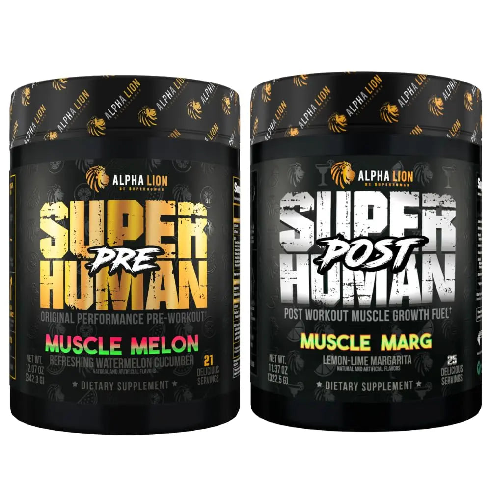 ALPHA LION Superhuman Pre Workout Powder & Post Workout Recovery Bundle, Sustained ALPHA LION