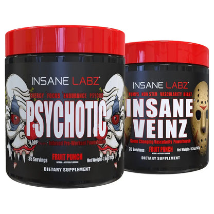 Psychotic, and Insane Veinz, Pre Workout Stack (Fruit Punch) Insane Labz