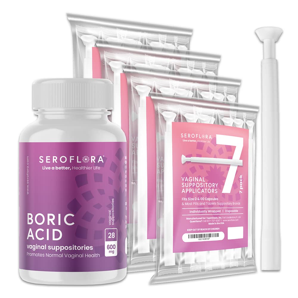 Seroflora Boric Acid 600mg Feminine Capsules, Feminine pH Support, Intimate Freshness for Women, Fast-Dissolving Capsules (30 Count) with Applicators (28 Count) SEROVERABuy Supplements Australia
