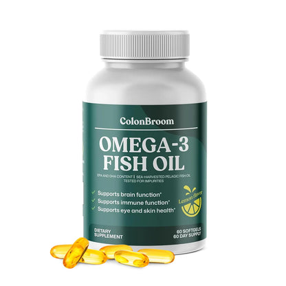 ColonBroom Omega 3 Fish Oil 2640 mg Softgels | Lemon Flavor | Daily Fish Oil Omega-3 Supplement for Women & Men with EPA & DHA | Gluten-Free, Non-GMO, Natural (60 Softgels, 2 Month Supply) ColonBroomBuy Supplements Australia