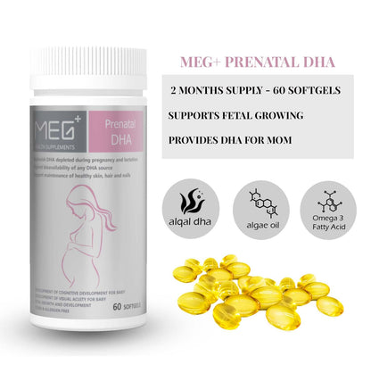 MEG+ Prenatal Supplement DHA Calcium Vitamin | 2-Month Supply 180 Counts |Omega-3 DHA Algal MEG+