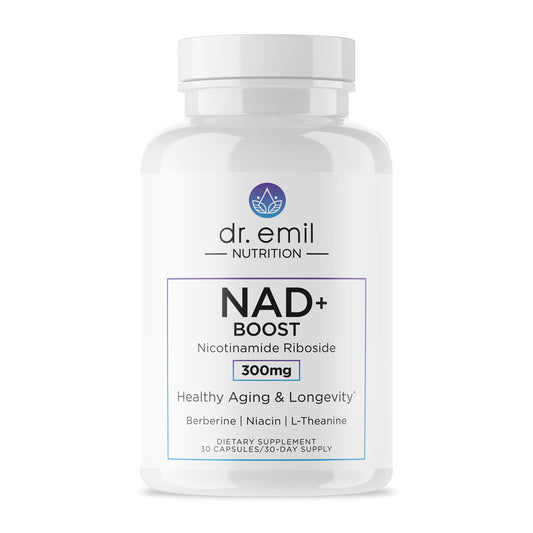 DR. EMIL NUTRITION NAD+ Boost - Nicotinamide Riboside Supplement for Longevity, Healthy Aging & Cellular Regeneration - NAD Supplement with with Berberine, L-Theanine & Niacin - 30-Day Supply DR. EMIL NUTRITIONBuy Supplements Australia