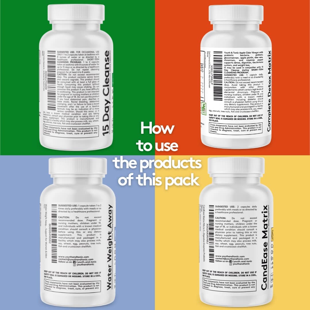 Youth & Tonic Complete Body Detox for Cleanse, Normal Acidity Gut Level and Water Youth & Tonic