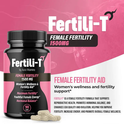 Fertili-t Female (90 Caps) Natural Fertility Support, Hormonal Balance & Prenatal Vitamins for Women, Conception Support, Natural Fertility Supplement with Aguaje & Red Maca (30-Day Supply) (1) AURA VITAMINS buy supplements Au
