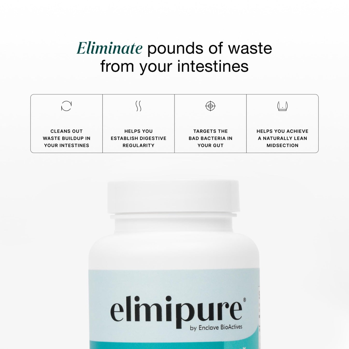 Elimipure Gut Cleanse & Restore Supplement: Natural & Effective Detox Cleanse Capsules | Fortify Your Microbiome | Effortless Morning Stools