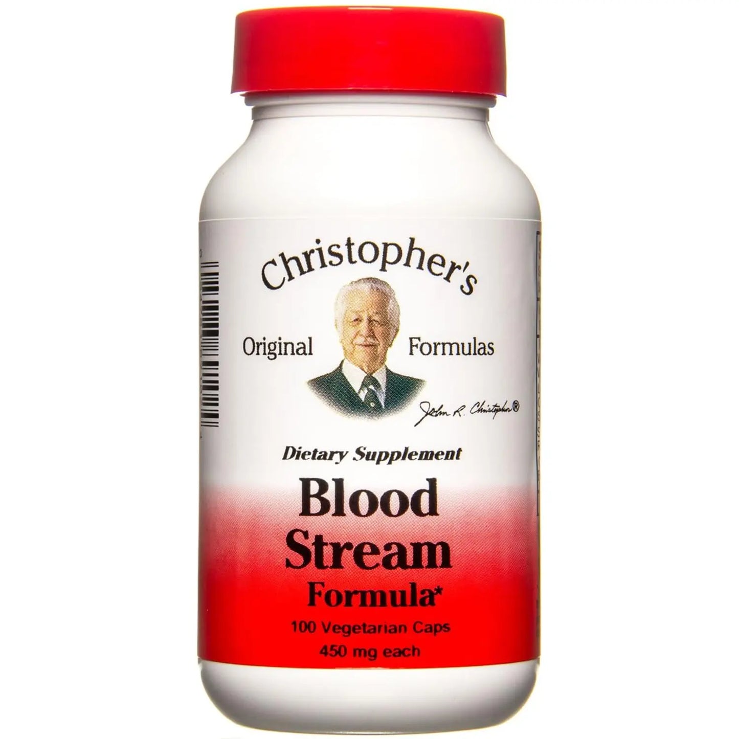 Supplement bottle labeled 'Christopher's Original Formulas Blood Stream Formula' on a white background