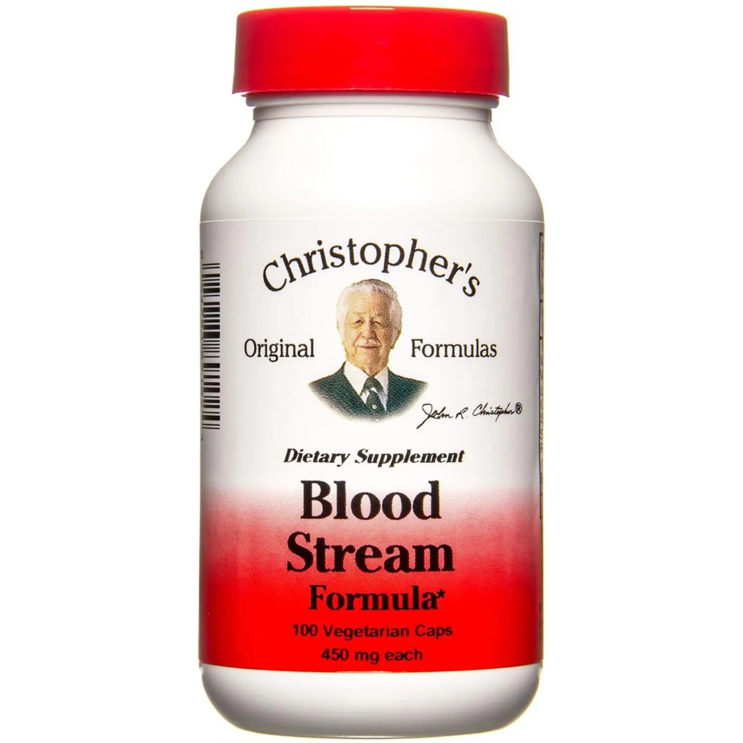 Supplement bottle labeled 'Christopher's Original Formulas Blood Stream Formula' on a white background