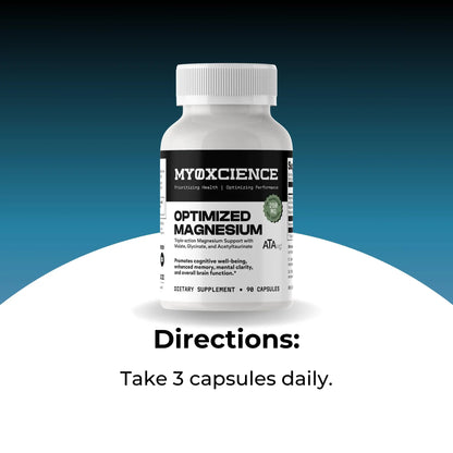MYOXCIENCE Optimized Magnesium Glycinate + Magnesium Taurate (as ATAmag®) for High Brain Bioavailability to Support Stress Relief and Sleep | 30 Servings MYOXCIENCE buy supplements Au