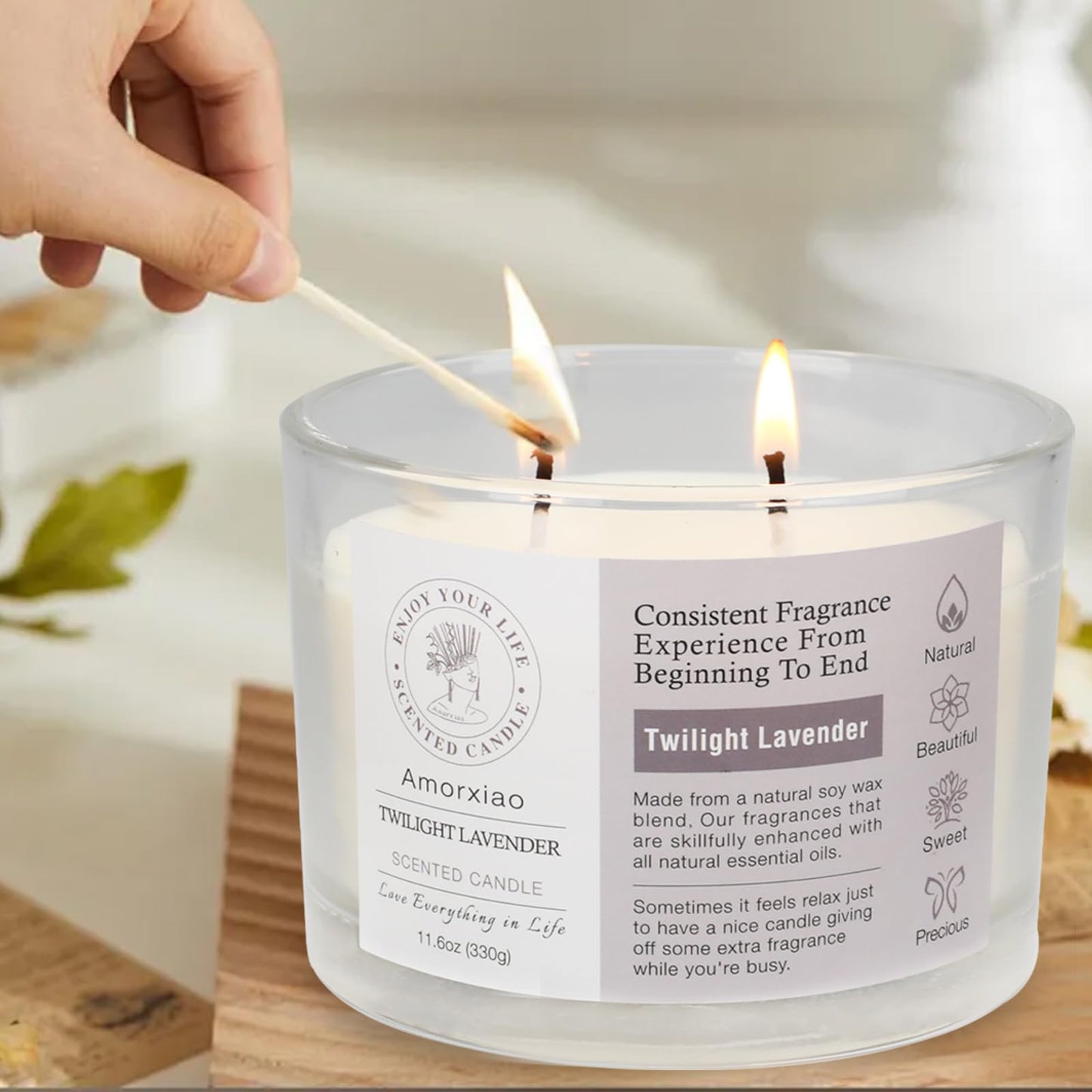 3 Pack Candles for Home Scented, 34.8 oz 240 Hour Long Lasting Candles Set, Grapefruit &Lavender ROSIANS