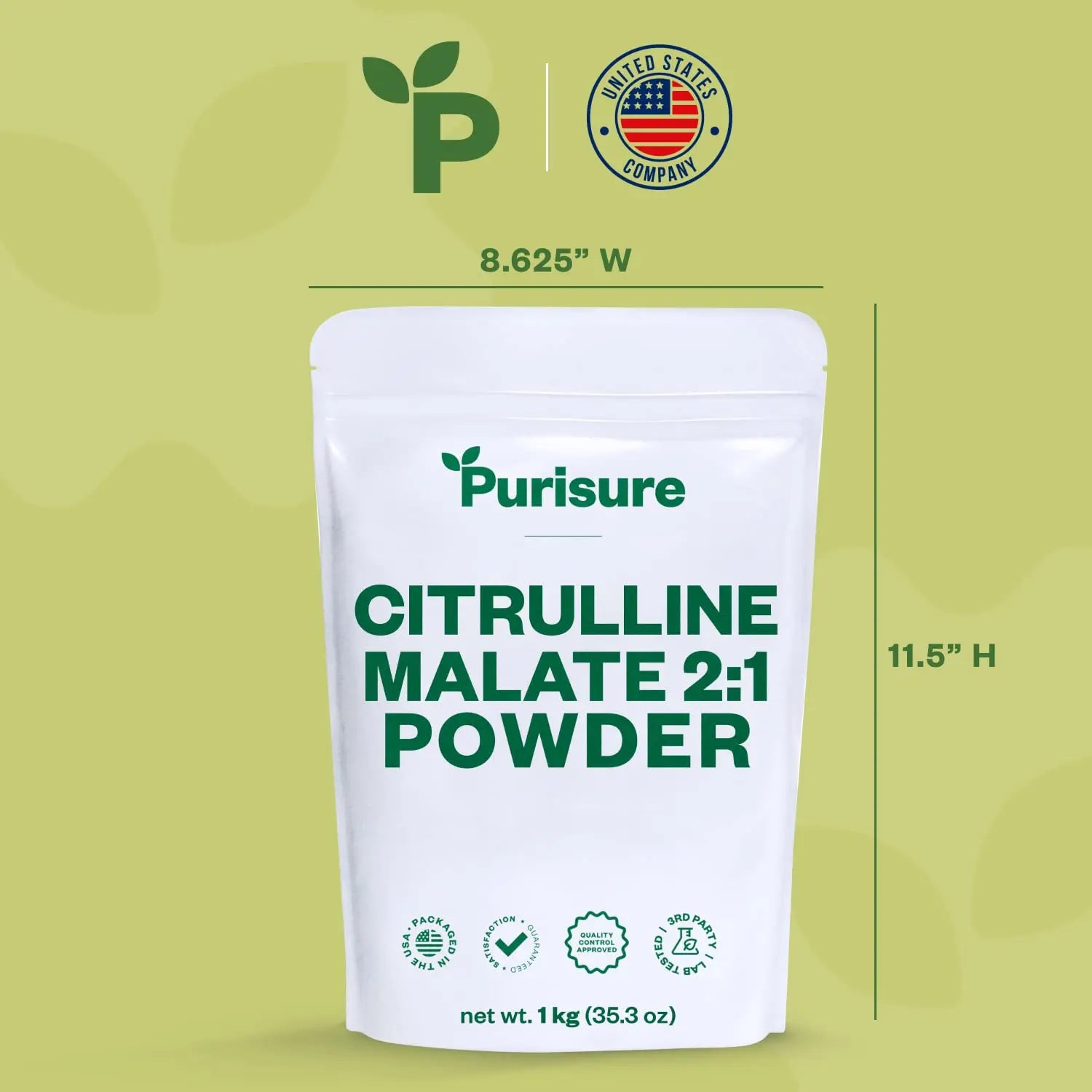 Purisure Citrulline Malate 2:1 Powder, 1 kg, Citrulline Supplement and Citrulline Nitrate Purisure