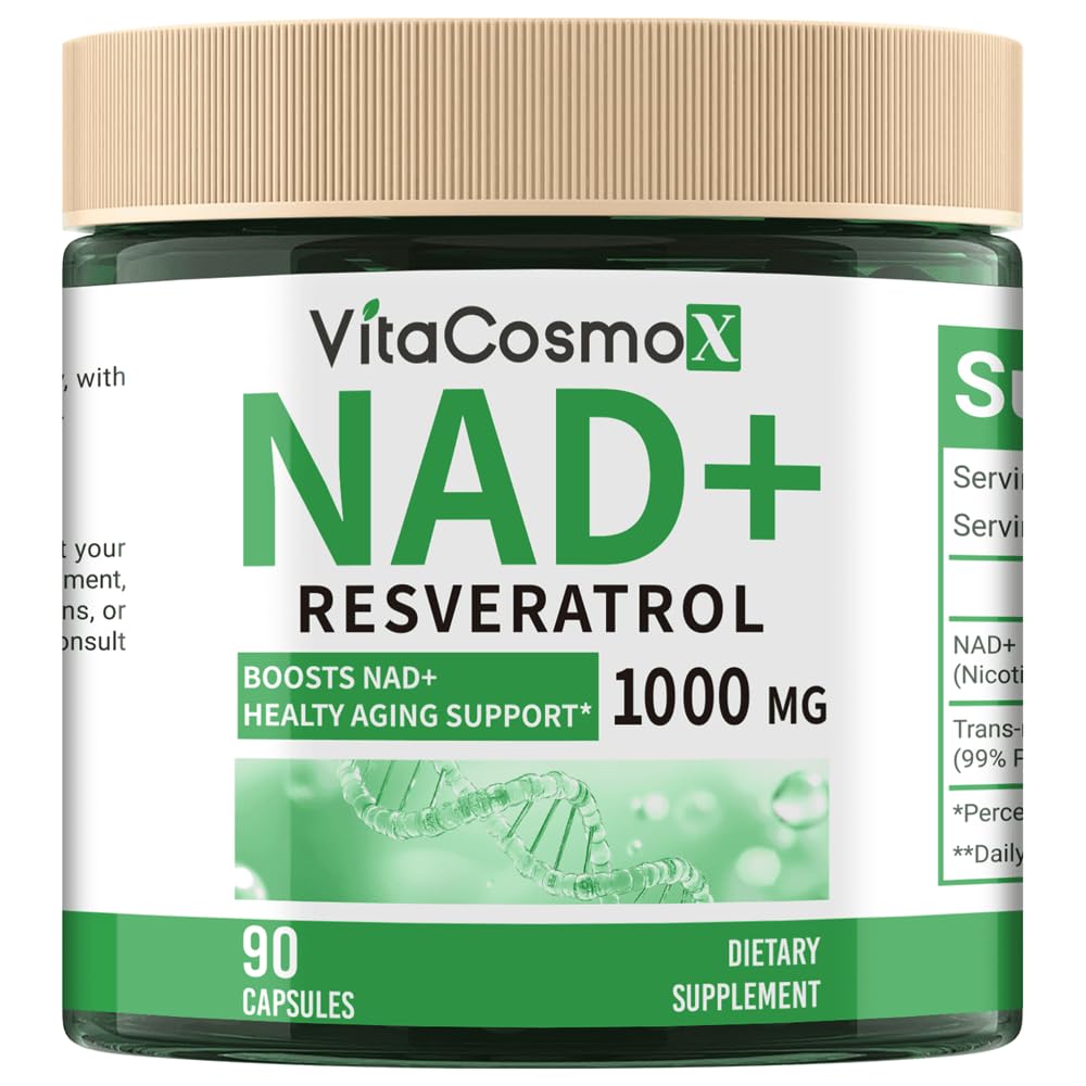 VitaCosmoX NAD+ with Resveratrol Similar to Nicotinamide Riboside Supplement, 1000 mg, 90 Capsules Vegan Non-GMO VitaCosmoXBuy Supplements Australia