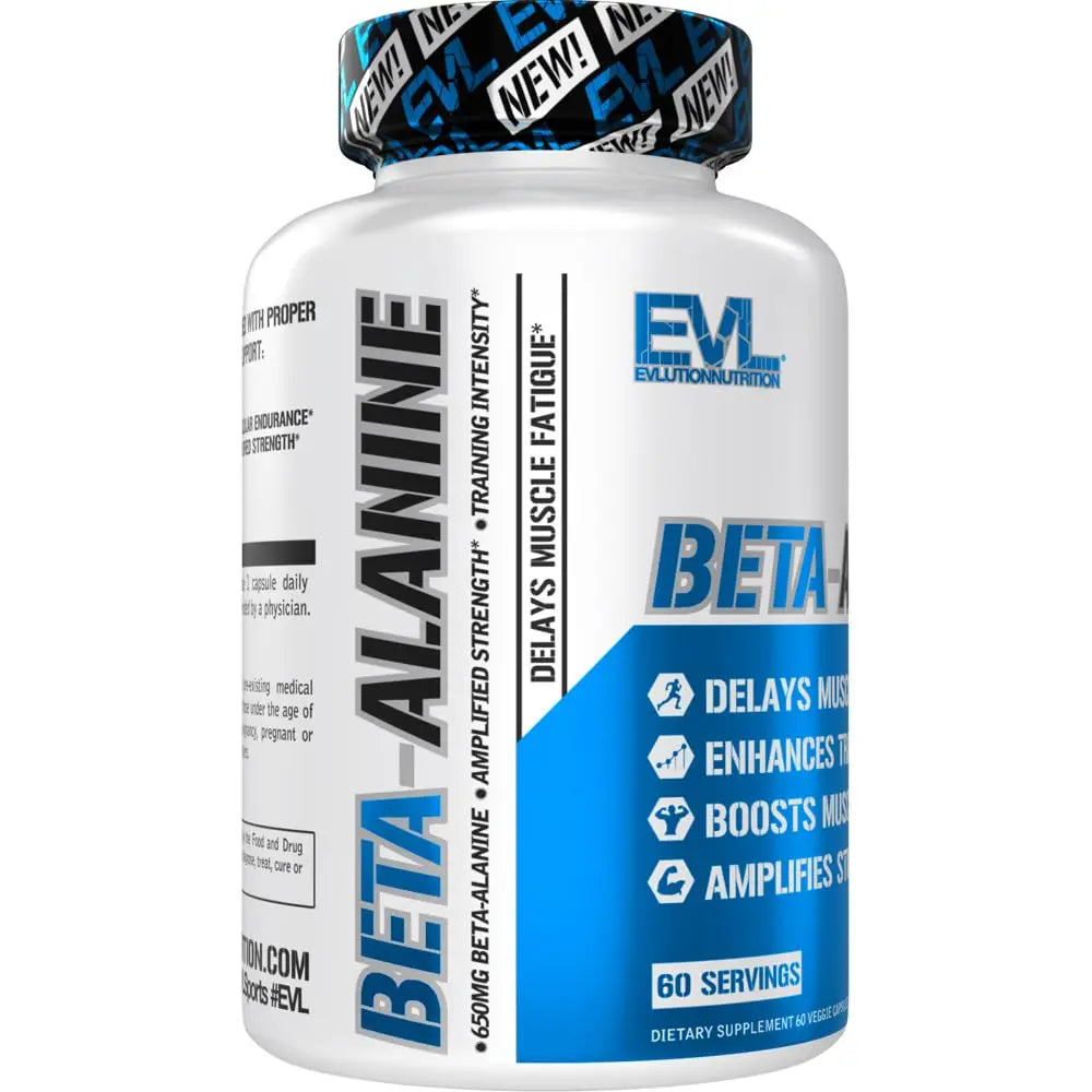 Evlution Nutrition Beta-Alanine Capsules - Enhance Training Intensity - 60 Count Beta Evlution