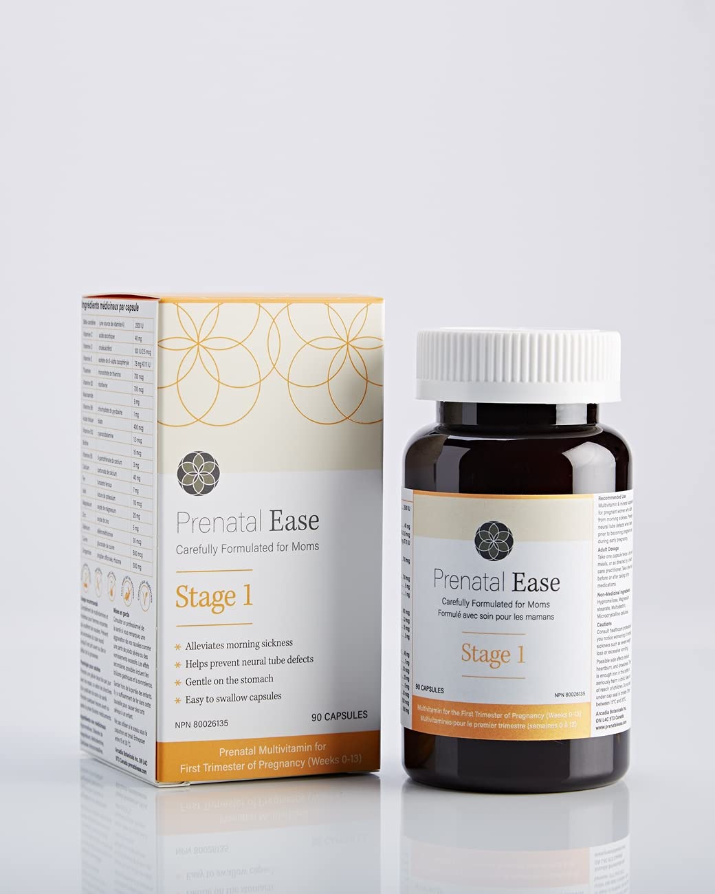 Prenatal Ease Stage 1, First Trimester Multivitamin, Contains Methylfolate, Premium Grade Ginger Prenatal Ease
