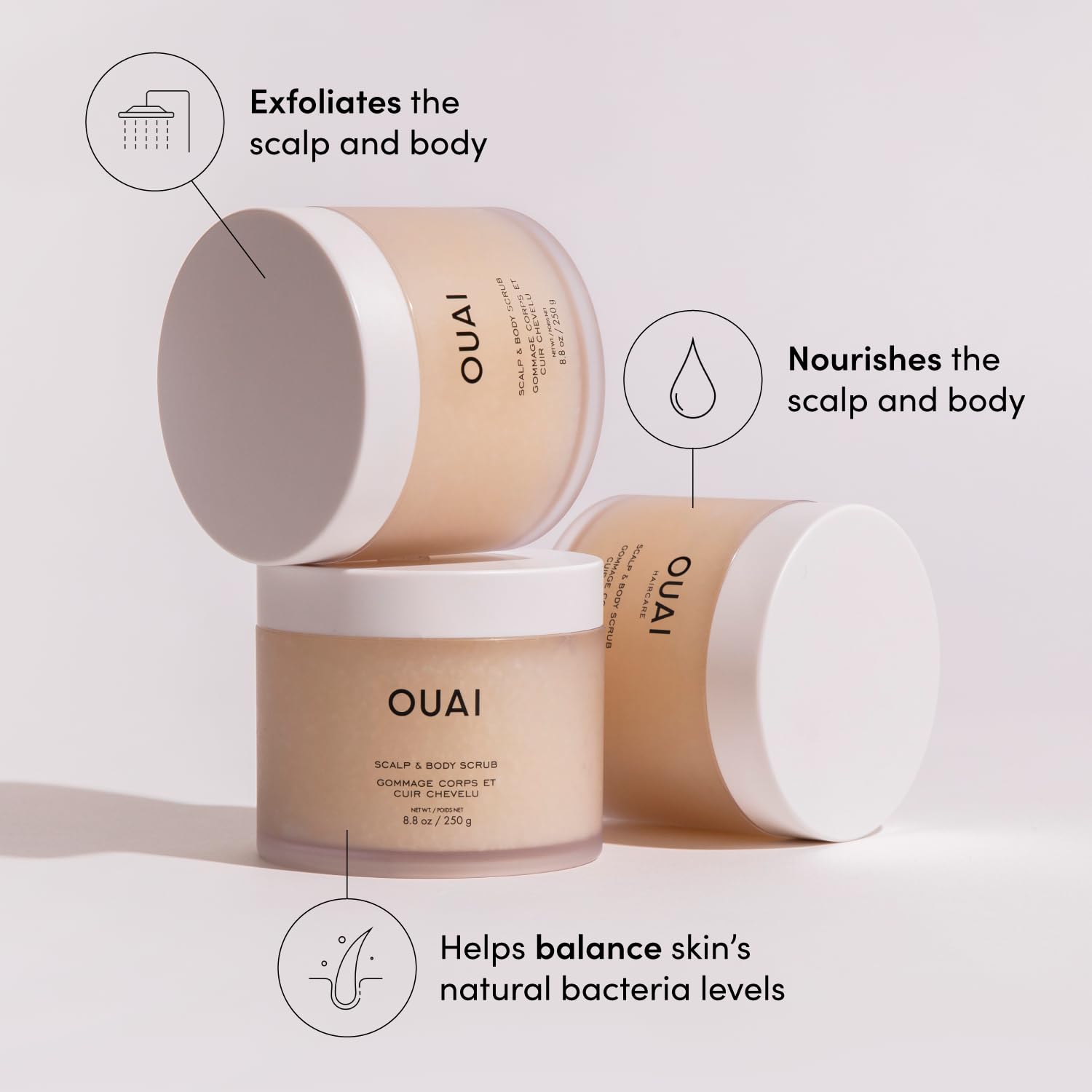 OUAI Scalp & Body Scrub, Melrose Place - Exfoliating Body Scrub with Sugar & Coconut Oil Blend for Smooth, Moisturized Skin - Gentle Scalp Exfoliator for Removing Product Build Up (8.8 Oz) OUAIBuy Supplements Australia