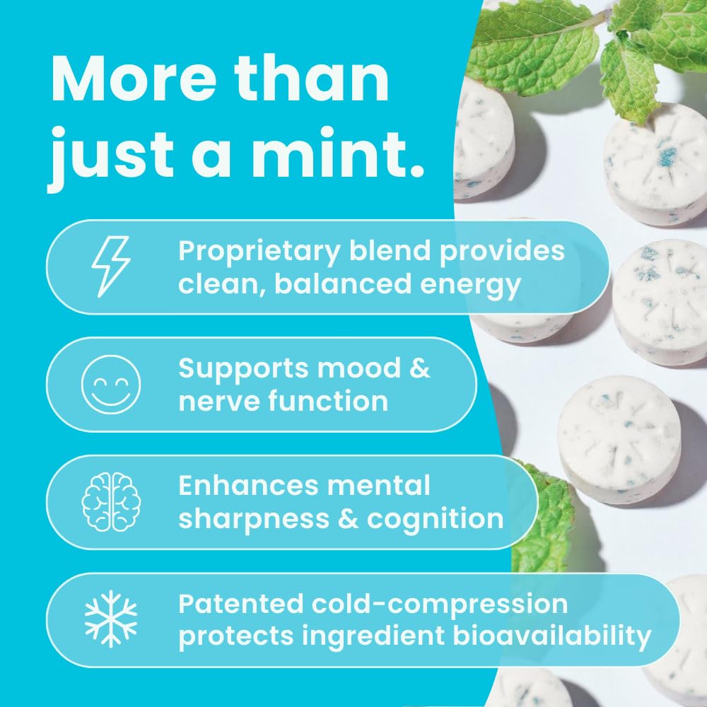 NeuroGum Energy Caffeine Mints (144 Pieces) - Sugar Free with L-theanine + Natural Caffeine + Vitamin B12 & B6 - Nootropic Energy & Focus Supplement for Women & Men - Keto & Vegan, Peppermint Flavor NeuroGumBuy Supplements Australia