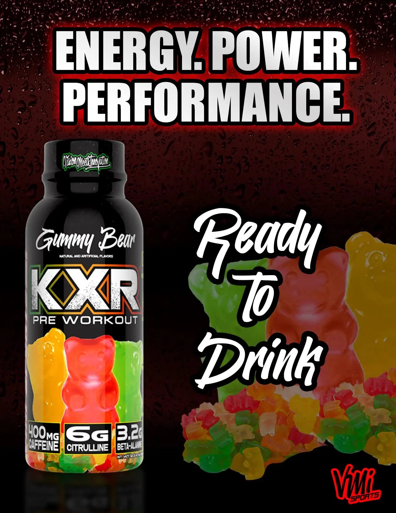 VMI Sports KXR High Stimulant Pre-Workout Energy Ready to Drink 400mg Caffeine VMI Sports