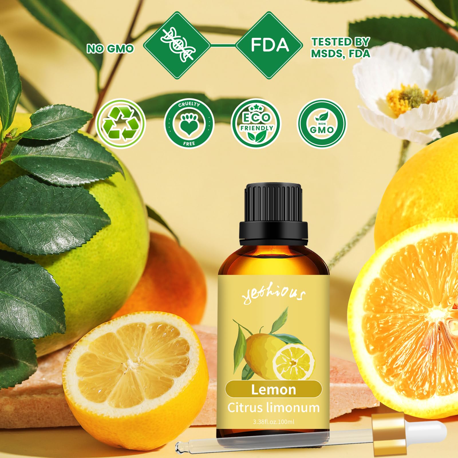 yethious Lemon Essential Oil Lemon Essential Oill for Diffuser, Perfume, Body, Skin, Hair, Candle Soap yethious