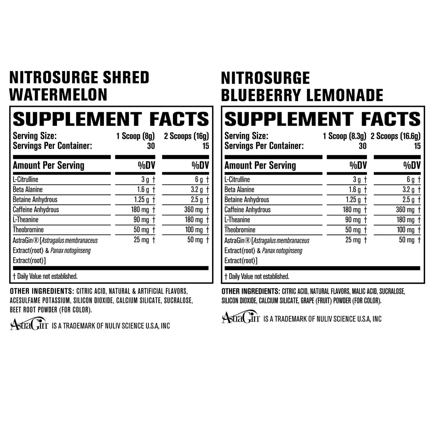 Jacked Factory Nitrosurge Pre-Workout in Blueberry Lemonade & Watermelon Nitrosurge Jacked Factory