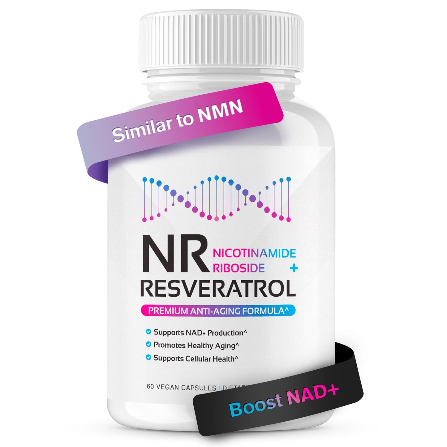 NR + Resveratrol Supplement - Increase NAD, DNA & Cellular Health, Longevity, Vitality. 5-in-1 Anti Aging Formula w/ Nicotinamide Riboside, Trans Resveratrol, Vitamin C, Grape Seed, Pine Bark CogniTuneBuy Supplements Australia