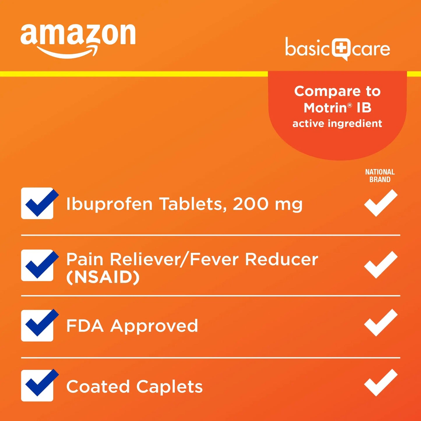Amazon Basic Care Ibuprofen Tablets, 200 mg, Pain Reliever/Fever Reducer for Headache, Backache, Menstrual Pain and Body Aches, 100 Count Amazon Basic Care buy supplements Au