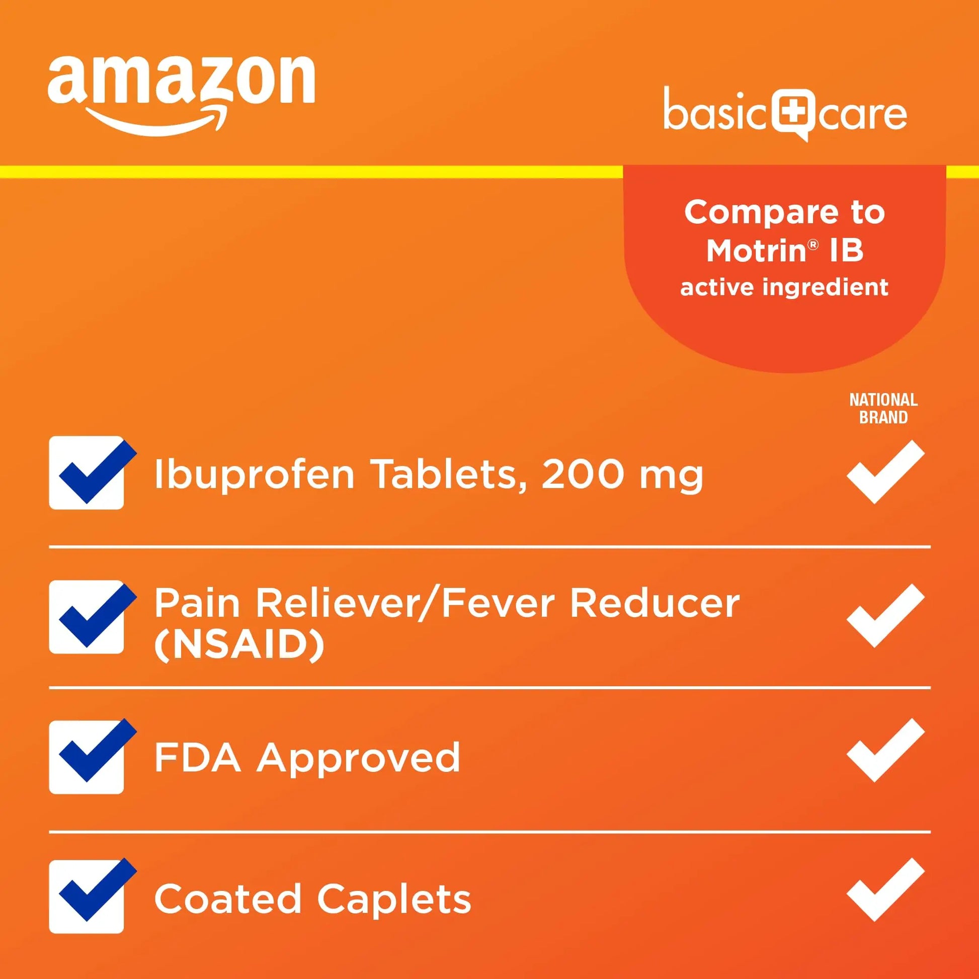 Amazon Basic Care Ibuprofen Tablets, 200 mg, Pain Reliever/Fever Reducer for Headache, Backache, Menstrual Pain and Body Aches, 100 Count Amazon Basic Care buy supplements Au