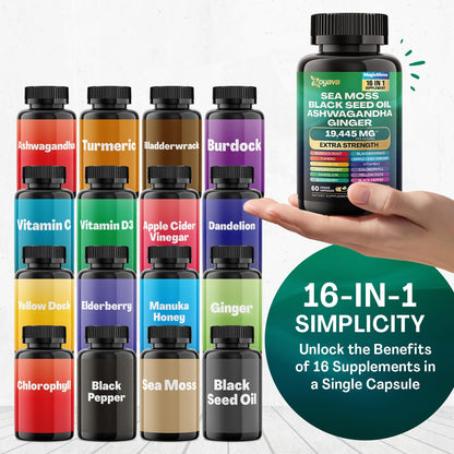 Zoyava Sea Moss 16-in-1 Blend 19,445 MG (60 Caps) and Colostrum 8-in-1 5,250 MG ZoyavaBuy Supplements Australia