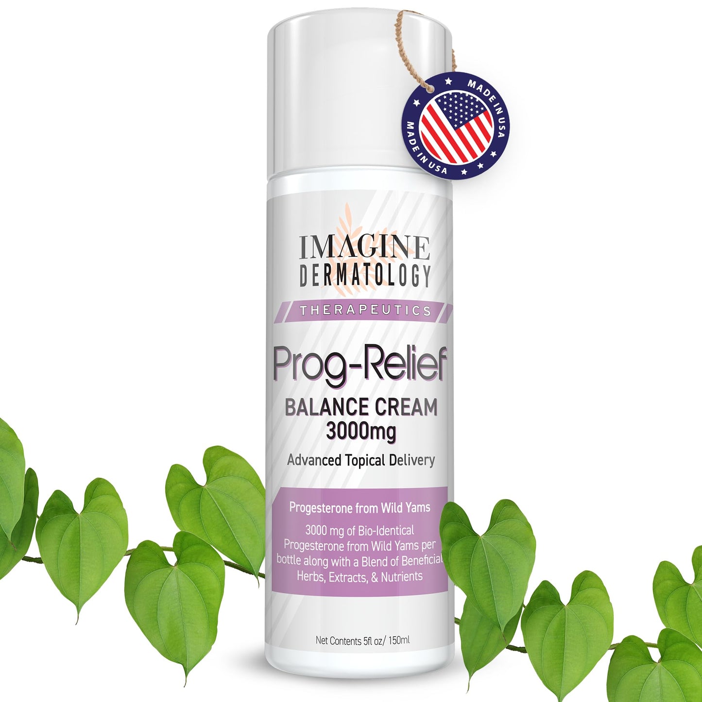 Imagine Dermatology Bio-Identical Progesterone Cream, 50% More - 3000mg, 150 Pump Doses Imagine Dermatology