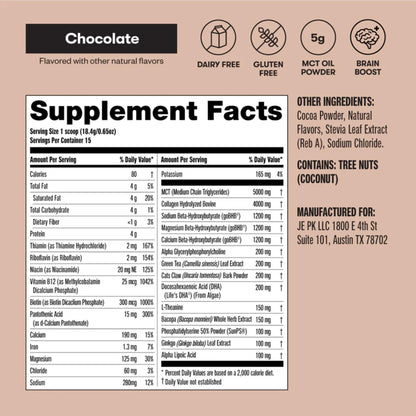 Perfect Keto Nootropic Brain Support, Caffeine Free Focus and Energy Supplement with Alpha Lipoic Acid, L Theanine, Ginkgo Biloba, Alpha GPC, MCT's, Collagen, Ketones, Chocolate Drink Mix, 15 Servings Perfect KetoBuy Supplements Australia