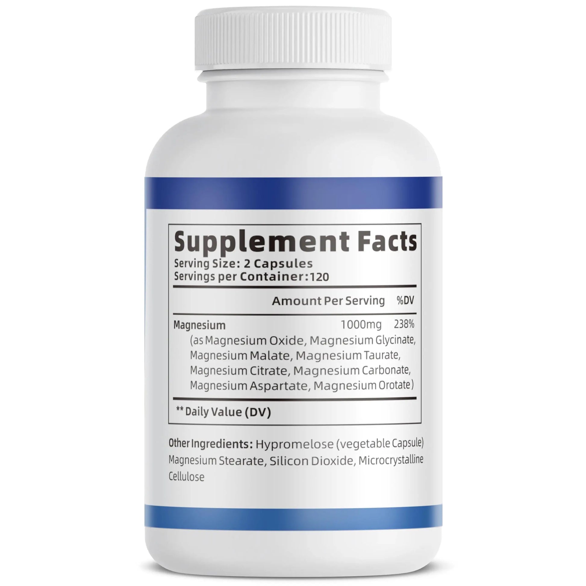 1000mg Magnesium Complex Capsules, 8-in-1 Magnesium Glycinate, Citrate, Malate, Taurate, Oxide, Carbonate, Aspartate, Orotate - 240 Capsules VivoNu