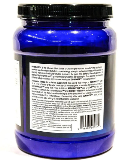 #1 Pre Workout - Dominate X 500g - Best Nitric Oxide & Creatine Pre-Workout Formula Pride Nutrition