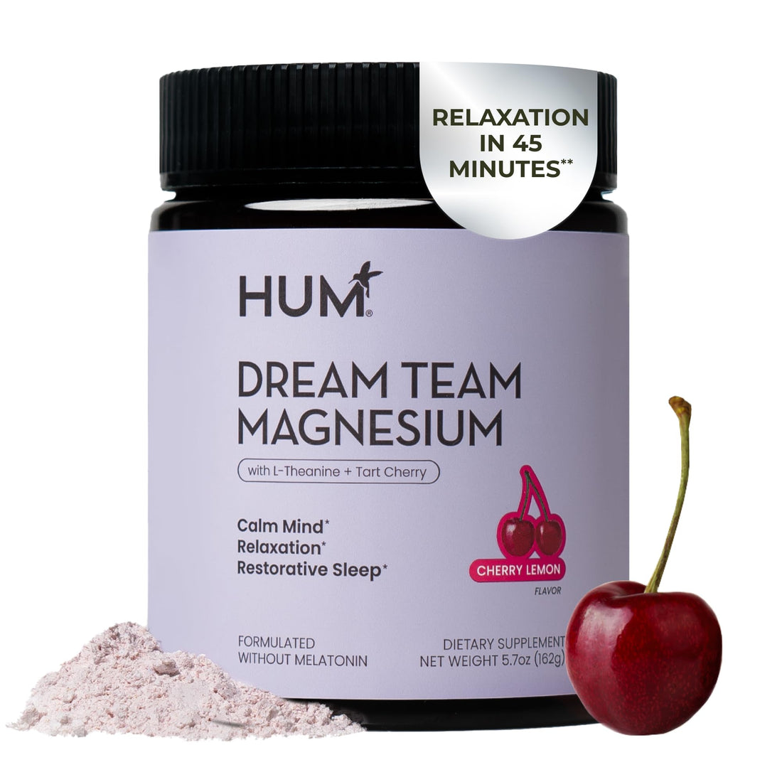 Hum Nutrition Dream Team Magnesium Bisglycinate Powder, L Theanine & Tart Cherry Magnesium Supplement Drink Mix, Support Rest, Relaxation & Sleep Routine, Gluten Free, Vegan, Cherry Lemon, 30 Servings HUMBuy Supplements Australia