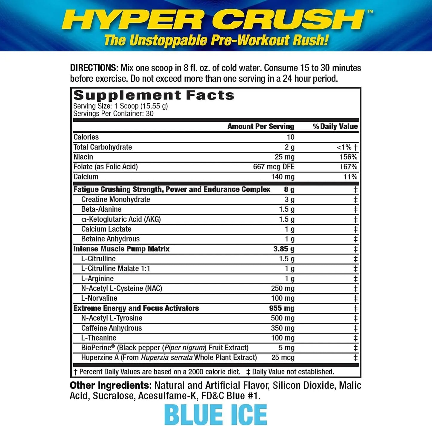 Maximum Human Performance MHP HYPER CRUSH Pre Workout energy drink creatine Maximum Human Performance