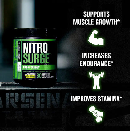 Jacked Factory Nitrosurge Pre-Workout in Arctic White & N.O. XT Nitric Oxide Booster Jacked Factory