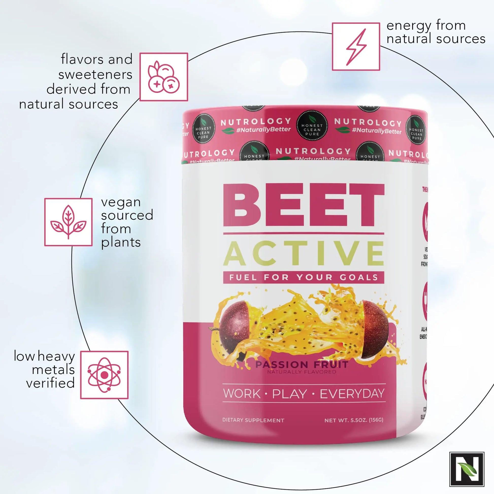 Nutrology Beet Active, Natural Pre-Workout Powder, Supports Energy, Endurance & Nitric Nutrology