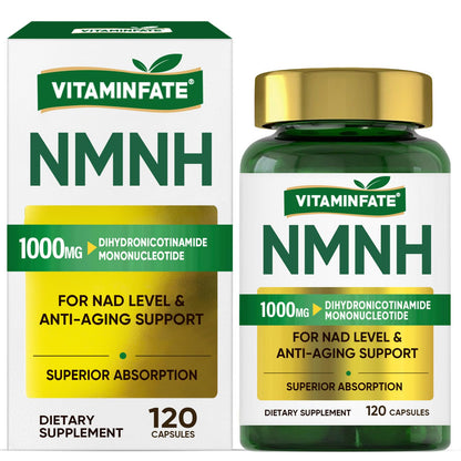 VITAMINFATE NMNH Supplement 1000 mg - 120 Capsules | NMN Alternative | Supports Anti-Aging, Cellular Energy and Repair, Metabolism & Brain Boost VITAMINFATEBuy Supplements Australia