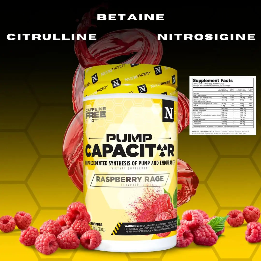 Nutrithority Pump Capacitor Non-Stimulant Sugar-Free Pre Workout for Men & Women Nutrithority