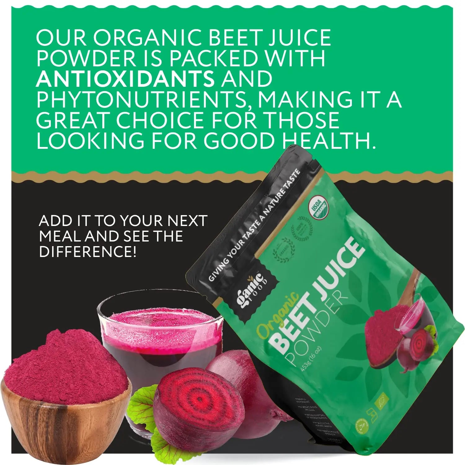 Ganic Food Organic Beet Root Juice Powder, 16 Ounces Ganic Food