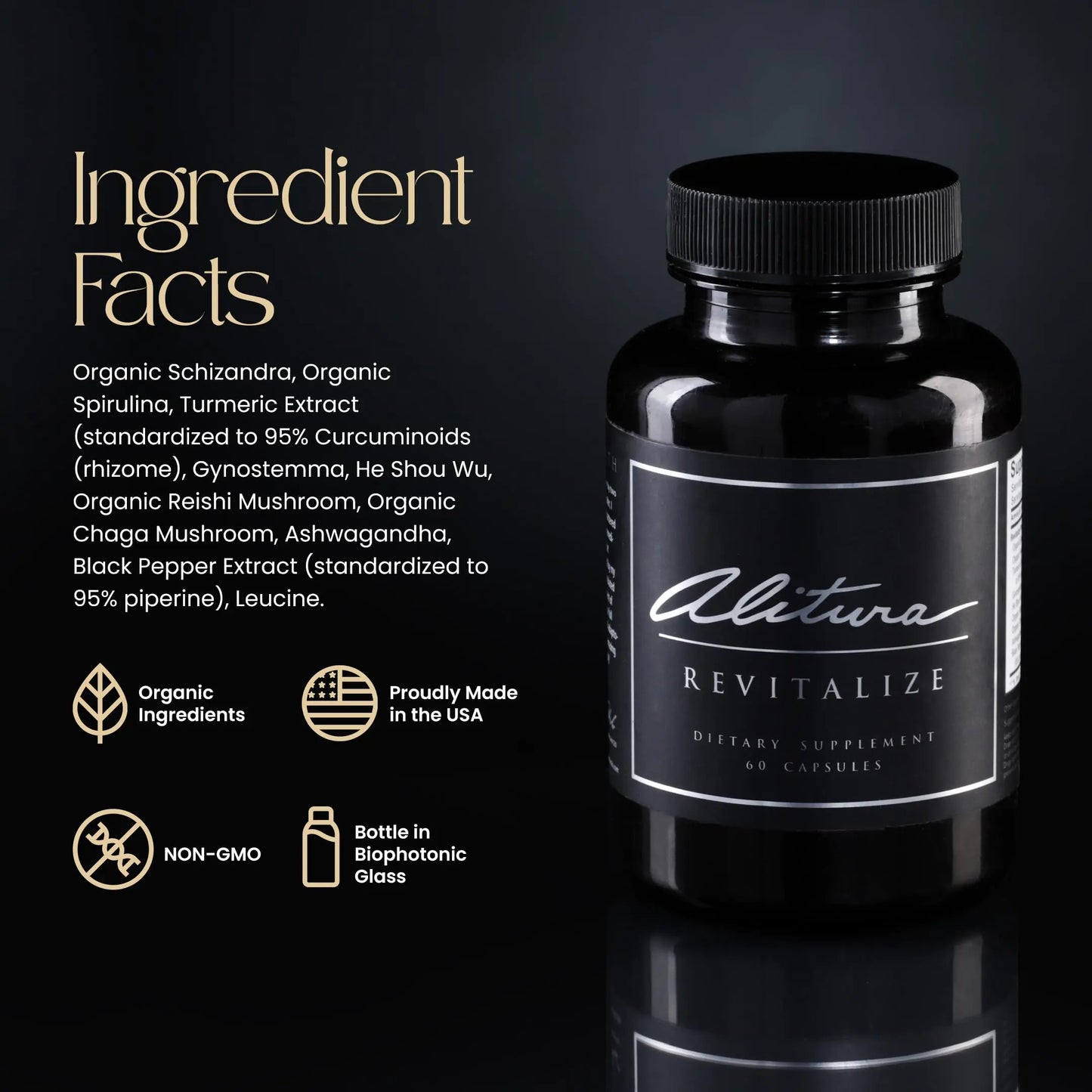 Alitura Revitalize – Organic Ashwagandha & Turmeric Supplement – Natural Energy, Mood & Recovery Support for Men & Women – Adaptogenic Herbs for Daily Wellness – 60 Capsules Alitura buy supplements Au