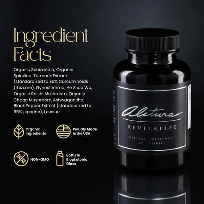 Alitura Revitalize – Organic Ashwagandha & Turmeric Supplement – Natural Energy, Mood & Recovery Support for Men & Women – Adaptogenic Herbs for Daily Wellness – 60 Capsules Alitura buy supplements Au